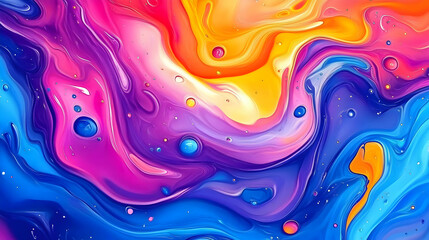 Abstract Background with Swirling Colors and Bubbles