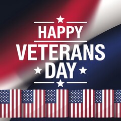 Happy Veterans Day Greeting with American Flags