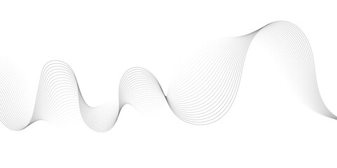 Abstract grey, white smooth element swoosh speed wave modern stream background. Wave with lines created using blend tool. Abstract frequency sound wave lines and twisted curve lines background.	