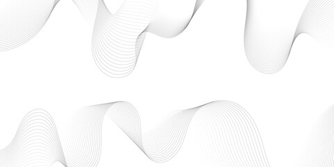 Abstract grey, white smooth element swoosh speed wave modern stream background. Wave with lines created using blend tool. Abstract frequency sound wave lines and twisted curve lines background.	