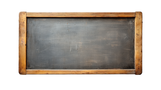 A vintage chalkboard with a wooden frame waiting for creative lessons in a cozy classroom setting