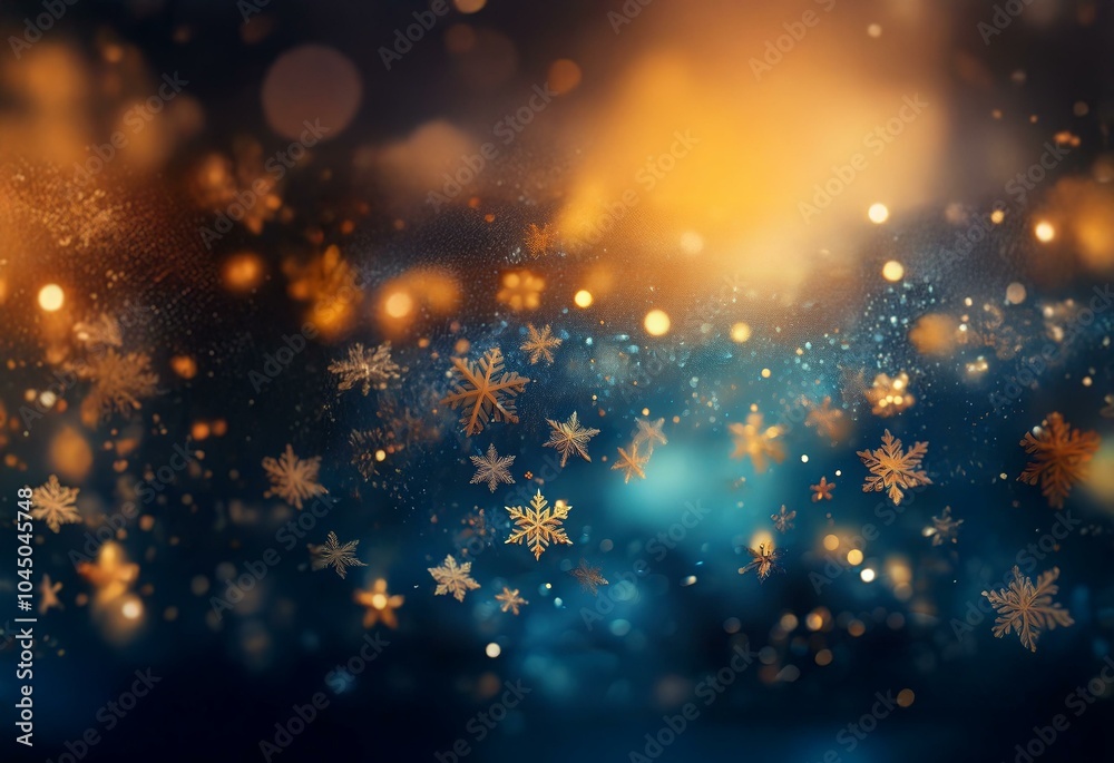 Poster A dark blue background with a light dusting of snow and sparkling lights.