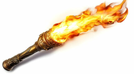 Golden Torch Illustration with Fire