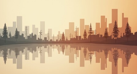 Fototapeta premium Climate action in brown and gray with blending gradients, microphones, and sound waves, symbolizing the urgency of environmental discussions. 