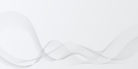 Abstract grey, white smooth element swoosh speed wave modern stream background. Wave with lines created using blend tool. Abstract frequency sound wave lines and twisted curve lines background.