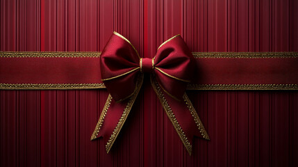 Beautiful red bow on a red background close-up
