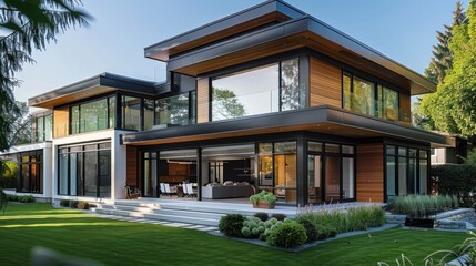 Fototapeta premium Modern House with Large Windows