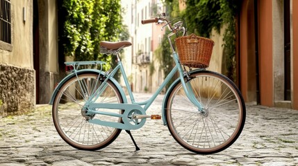 Fototapeta premium Vintage Bicycle on Cobblestone Street