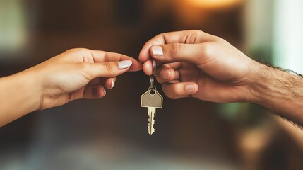 Two hands exchanging a set of keys.