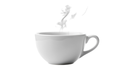 A warm cup of coffee releasing fragrant steam on a chilly morning at a cozy kitchen table