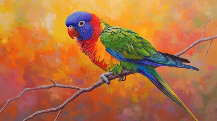 Fototapeta premium Vibrant Parrot on Colorful Background