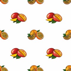 Small Seamless Pattern Design Orange and Mango
