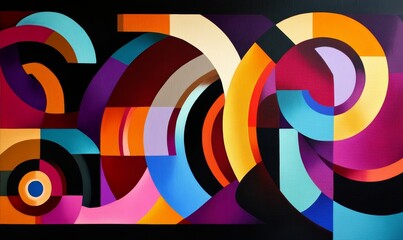 Obraz premium Abstract art with curved colorful shapes.