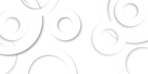 black and white abstract background.Abstract white and grey geometric overlapping circle ring background with shadow. Vector illustration.paper style white monochrome background 
