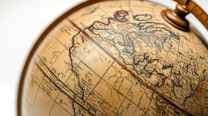 Fototapeta premium A stunning close-up of a vintage globe, its maps symbolizing the endless opportunities for travel and exploration