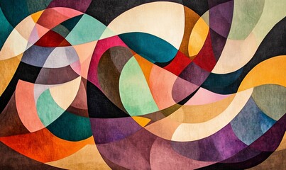 Fototapeta premium Abstract art with colorful overlapping shapes.