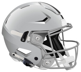 Fototapeta premium Gray 3D American football helmet with black stripe. Gray mask with chin strap