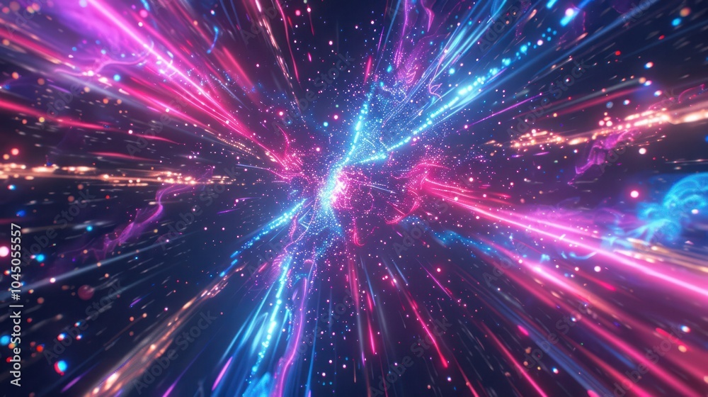 Wall mural abstract flight in space hyper jump black background