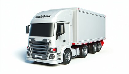 White Delivery Truck Isolated on White Background.