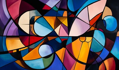 Fototapeta premium Abstract art with geometric shapes and vibrant colors.
