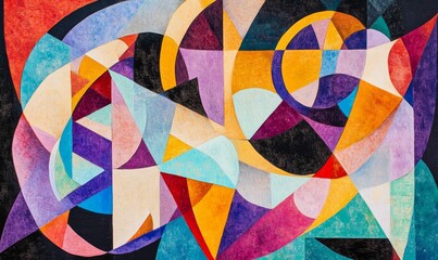 Fototapeta premium Abstract geometric painting with vibrant colors.