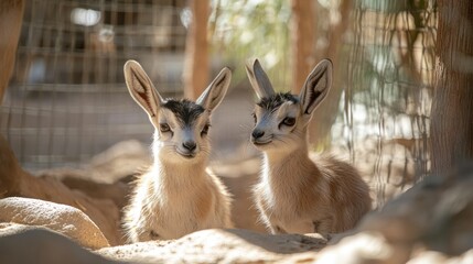 Obraz premium Uncommon domestic animals like pygmy goats or fennec foxes being kept in well-maintained enclosures