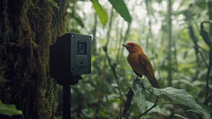 Wildlife camera traps capturing images of rare and endangered species in their natural environments...