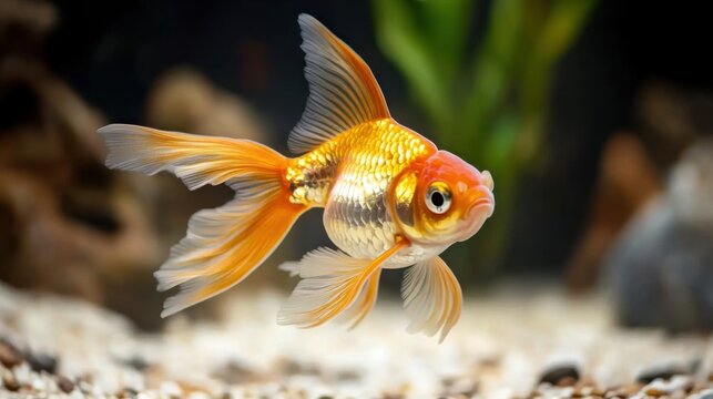 Anmutige Goldfische schwimmen in einem Aquarium: Wassersch&ouml;nheit f&uuml;r die Tierpflege und Heimdekoration