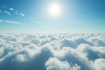 Fototapeta premium Serene Blue Sky Over Fluffy Clouds at Daytime