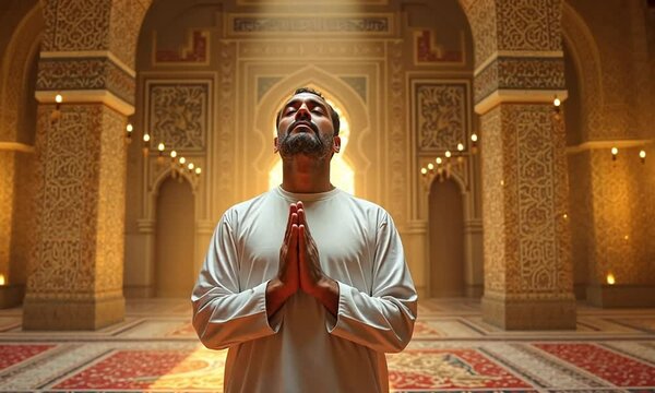 muslim pray at mosque 