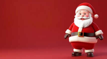 Obraz premium A cartoonish image of Santa Claus standing on a red background