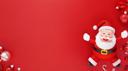 Fototapeta premium A red background with a cartoon character of Santa Claus