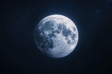 Fototapeta premium Bright Full Moon Over Starry Night Sky