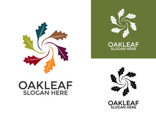 Oak leaf logo design illustration vector template, Green Oak Leaves logo design icon