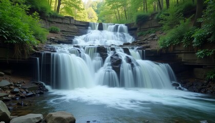 Fototapeta premium Natures Power A Majestic Waterfall