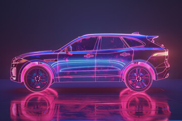 Naklejka premium Abstract SUV Car. Glow, Shine, and Neon Effect.