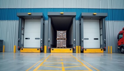  Efficient logistics in action  A warehouse with open doors ready for delivery