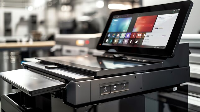 A copier with a large touchscreen interface
