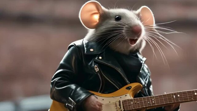 Get ready to rock with the coolest mouse in town! In this hilarious video, a tiny mouse with a wild rocker hairstyle takes center stage, shredding on a mini electric guitar. 