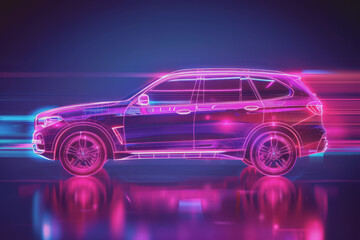 Naklejka premium Abstract SUV Car. Glow, Shine, and Neon Effect.