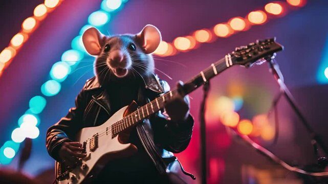 Get ready to rock with the coolest mouse in town! In this hilarious video, a tiny mouse with a wild rocker hairstyle takes center stage, shredding on a mini electric guitar. 