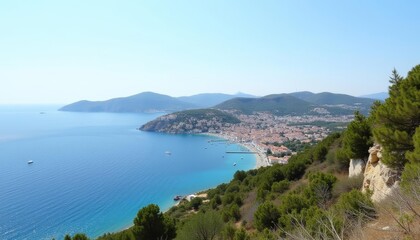 Fototapeta premium Tranquil coastal view serene and picturesque
