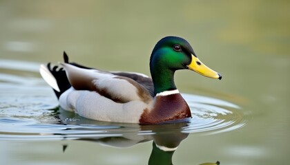 Obraz premium Peaceful moment in nature with a mallard duck