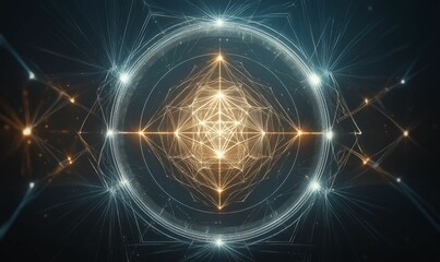 Fototapeta premium Abstract geometric pattern with light.
