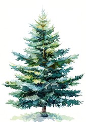 Fototapeta premium Watercolor evergreen tree illustration
