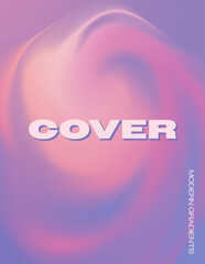 Universal cover template with abstract wavy gradient background in red, purple, pink, beige colors. For brochures, booklets, magazines, posters, social media. Just add your text.
