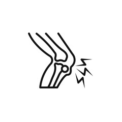 Arthritis knee joint pain icon Isolated flat vector in outline