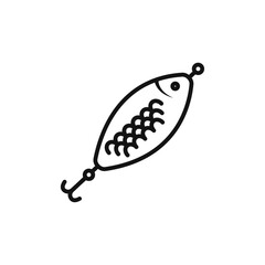 Bait Fishing Minnow icon Isolated flat vector in outline