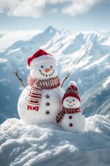 Obraz premium Cute snowman. Winter holiday theme.