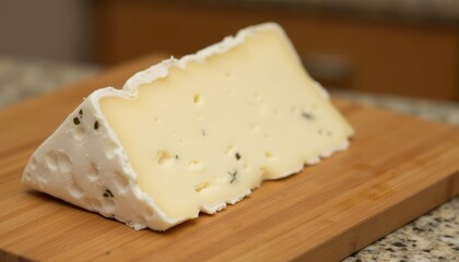  A wedge of fresh cheese ready to be savored